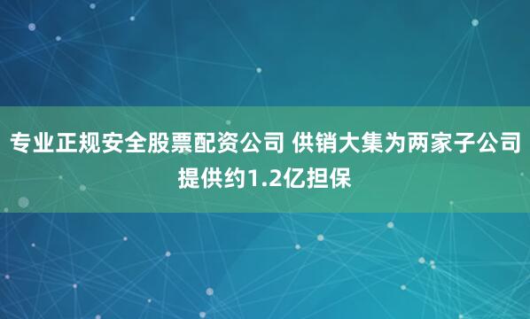 专业正规安全股票配资公司 供销大集为两家子公司提供约1.2亿担保
