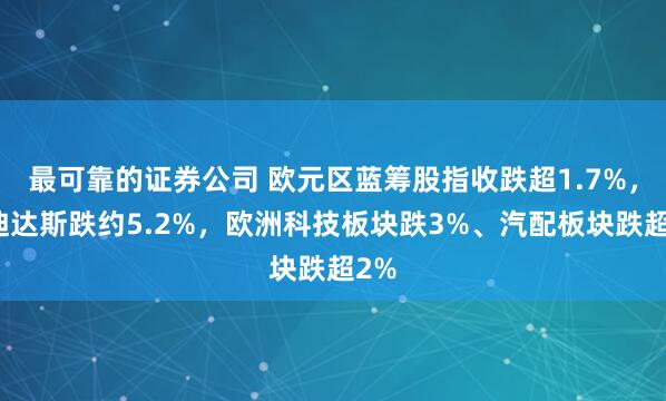 最可靠的证券公司 欧元区蓝筹股指收跌超1.7%，阿迪达斯跌约5.2%，欧洲科技板块跌3%、汽配板块跌超2%