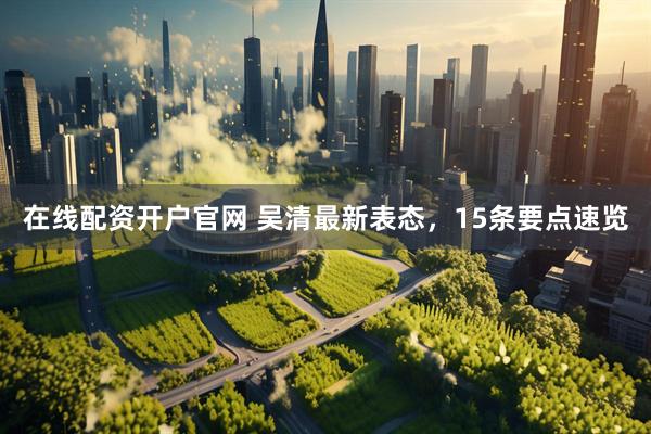 在线配资开户官网 吴清最新表态，15条要点速览